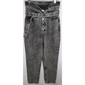 NWT IRO High Waist Acid Wash Jeans Black Solid Denim Women Size 40